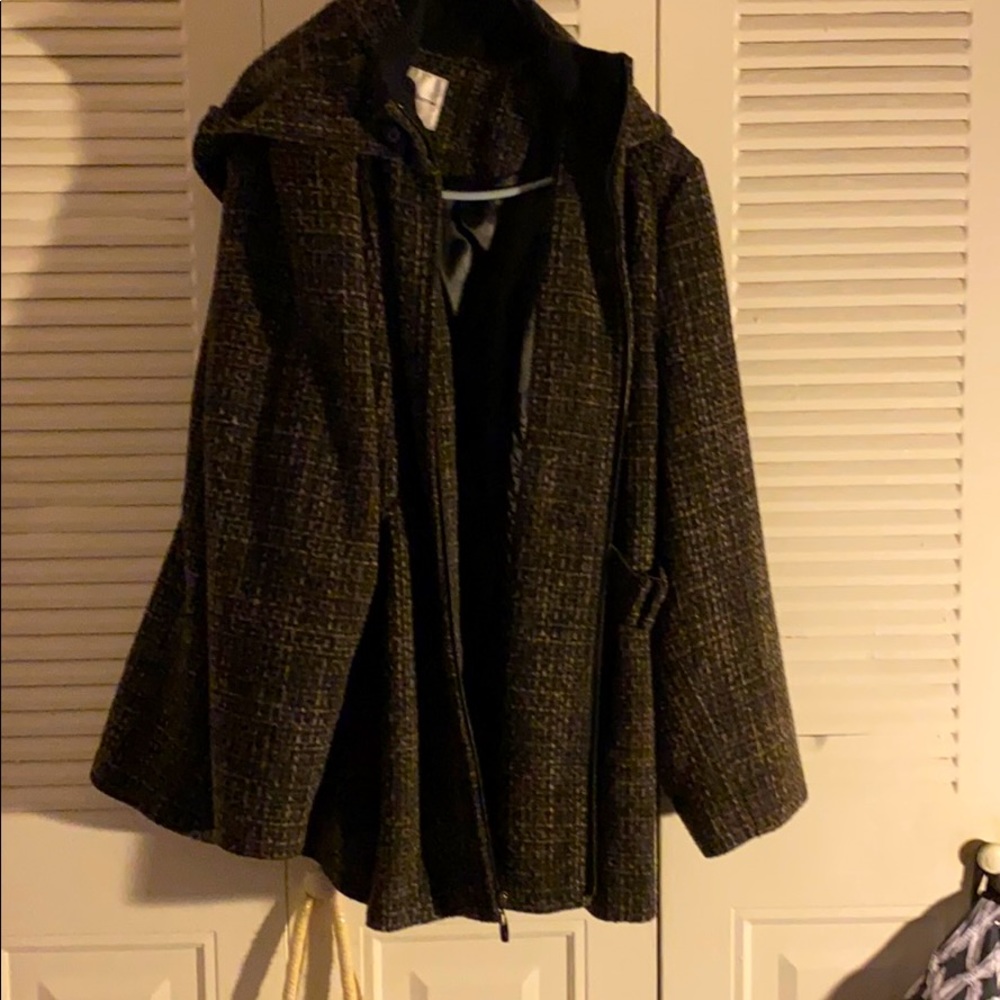 Hooded black winter coat